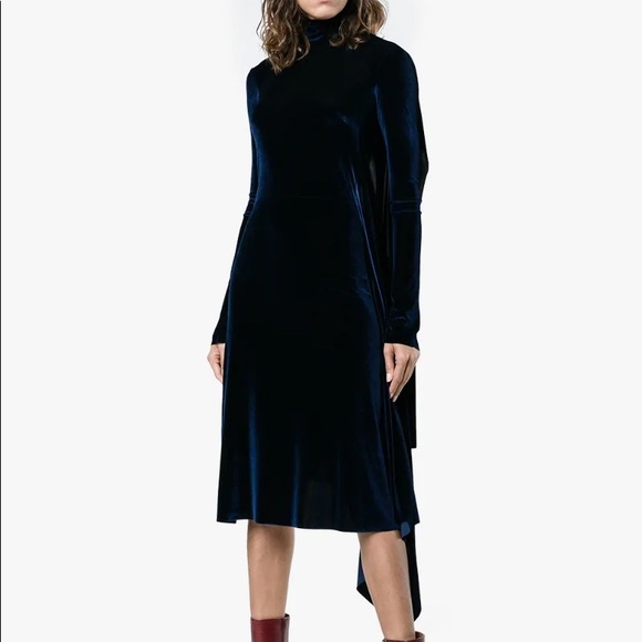 COPY - VETEMENTS VELVET PANEL MIDI DRESS - BLUE S NWT - Picture 2 of 9